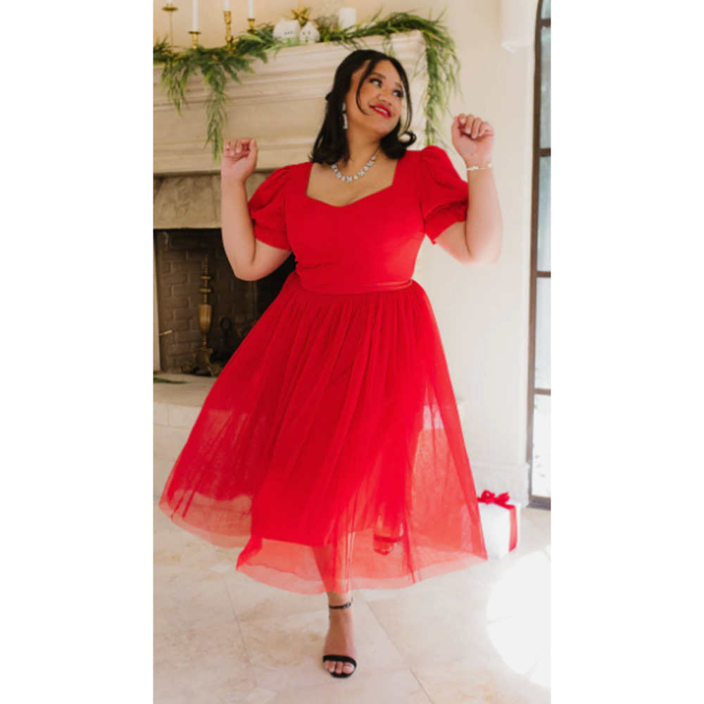 NWT Ivy City Co Ballerina Dress in Red 2X Holiday Party Classic Glam Tulle